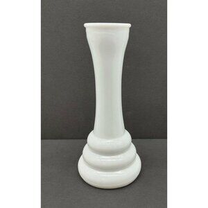Randall White Milk Glass Vase Pedestal Beehive Base Vintage Art Deco Glassware
